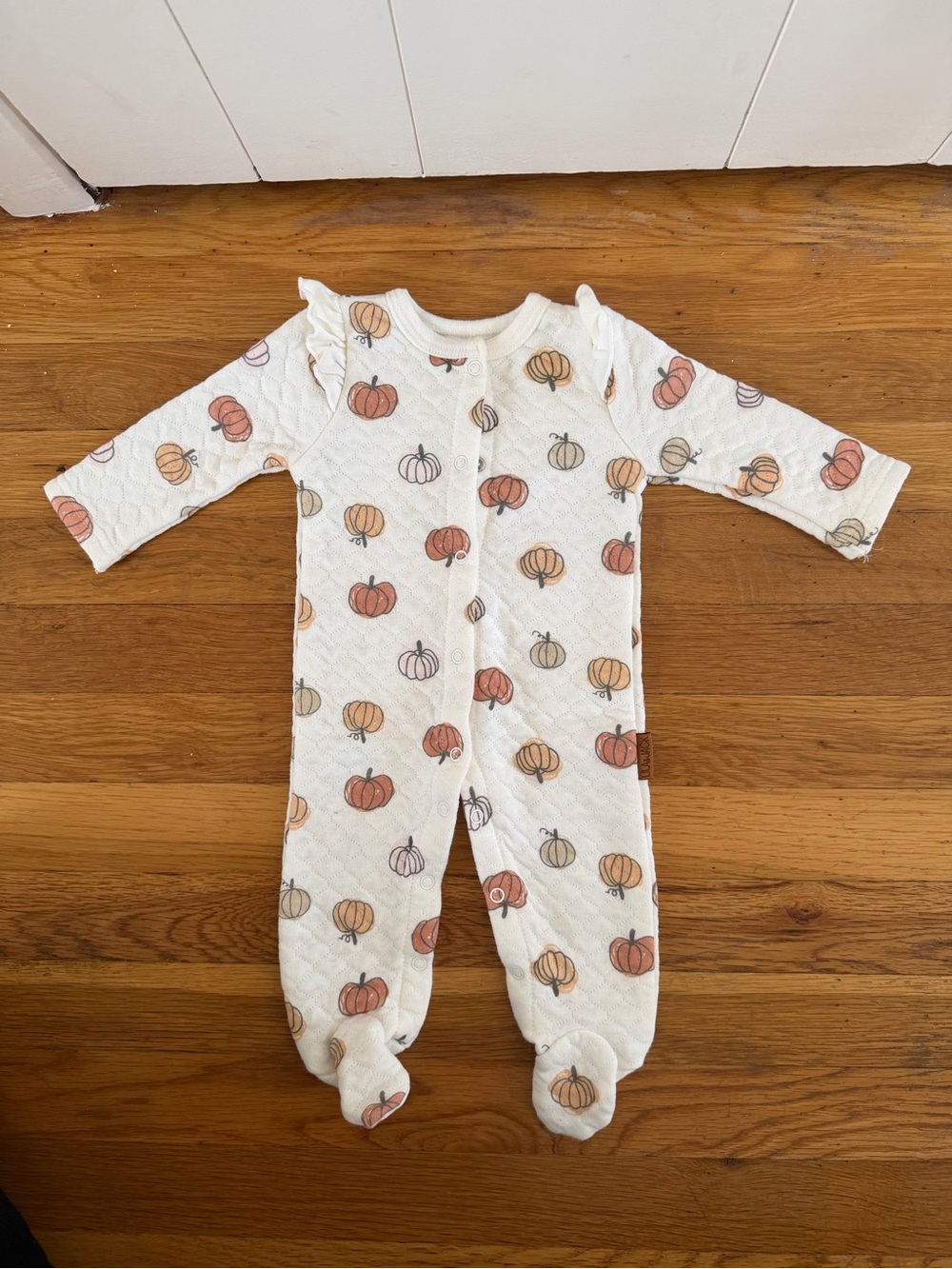 Lila & Jack Baby Girl Pumpkin Footed Romper | Fall | 3-6M